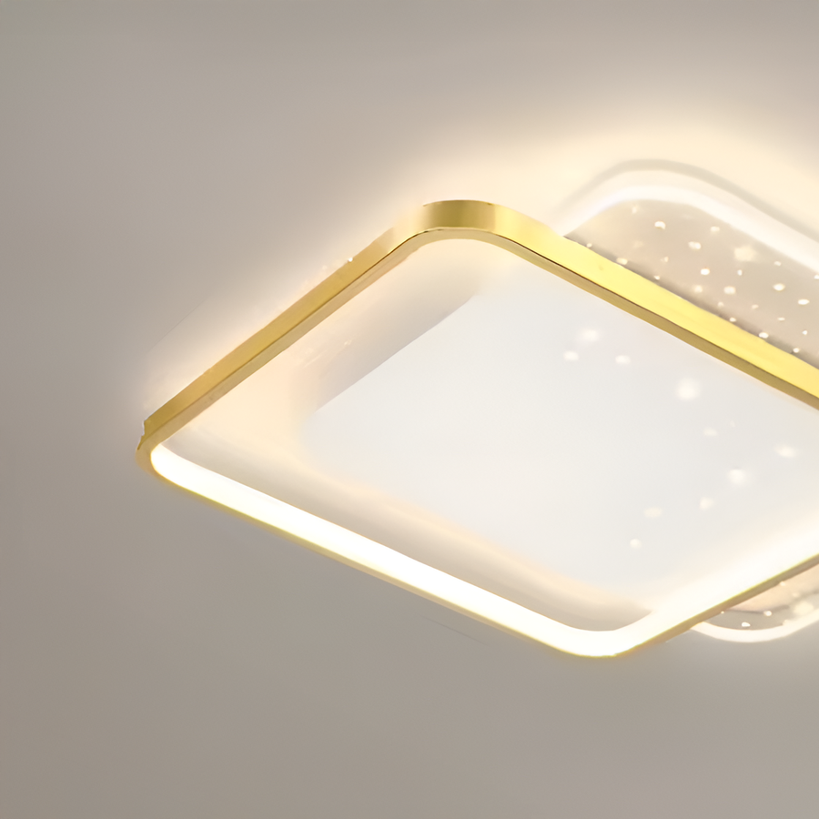 Lustra LED cu telecomanda GILDRA 48W, 2 Patrate, lumina Rece/Calda/Neutra, Dimabila, Auriu Lustre LED cu Telecomanda Default Title Alessandro Design