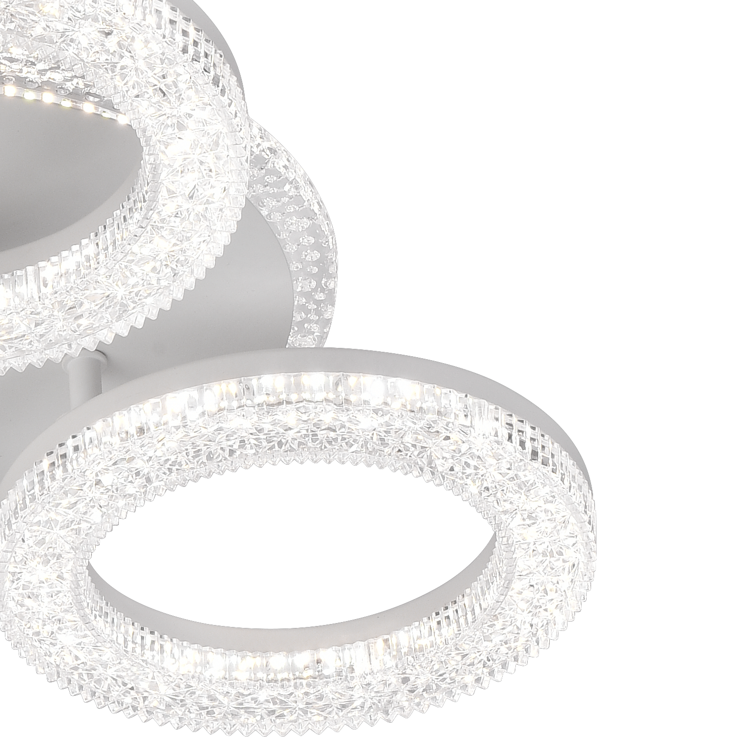 FREJA LED csillár távirányítóval, 50W, 3000K/4000K/6000K, szabályozható, fehér, kristályok, 3 kör LED-es csillárok távirányítóval Alapértelmezett cím Alessandro Design