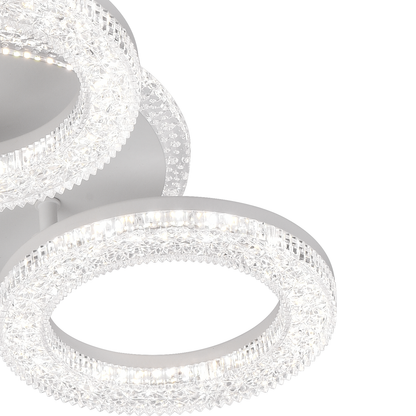 FREJA LED csillár távirányítóval, 50W, 3000K/4000K/6000K, szabályozható, fehér, kristályok, 3 kör LED-es csillárok távirányítóval Alapértelmezett cím Alessandro Design