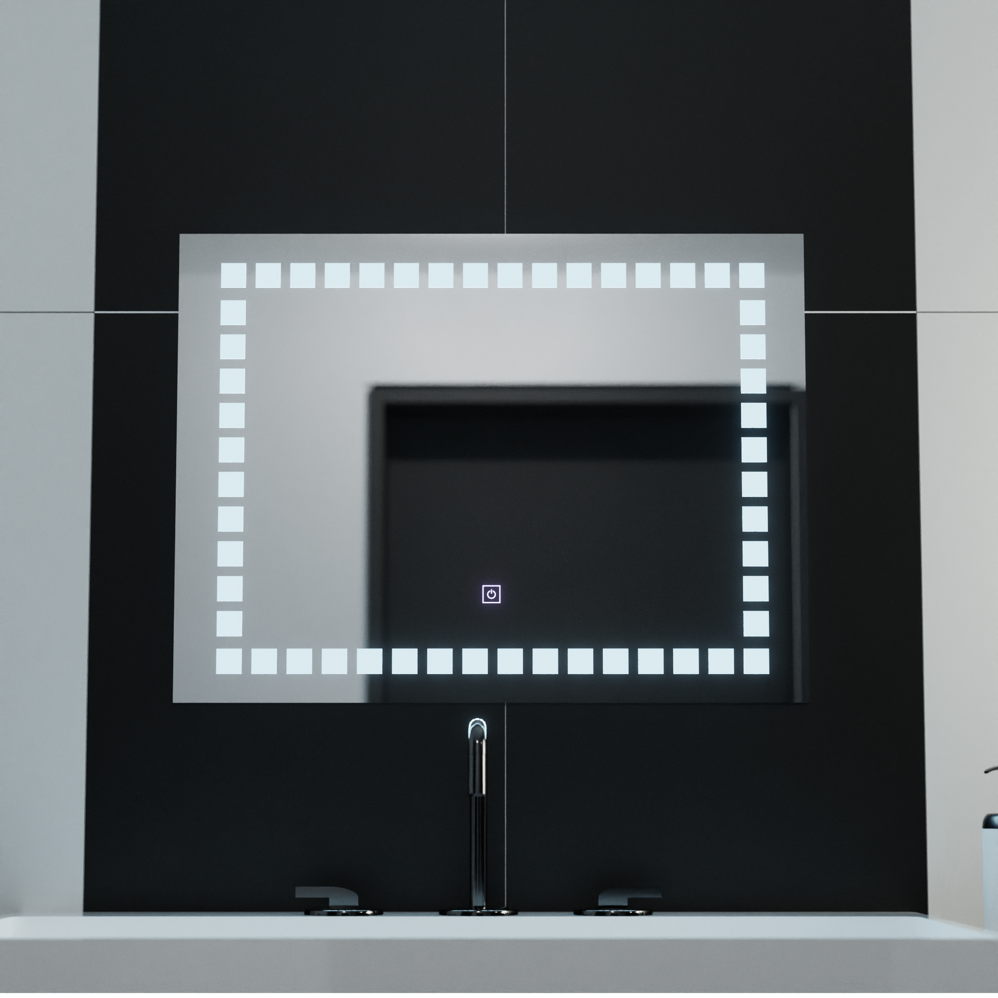Négyszögletű LED-es tükör, 80x60cm, rácsfényű Basic Touch Mirrors Korman C alapbeállítás Alessandro Design