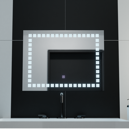Négyszögletű LED-es tükör, 80x60cm, rácsfényű Basic Touch Mirrors Korman C alapbeállítás Alessandro Design