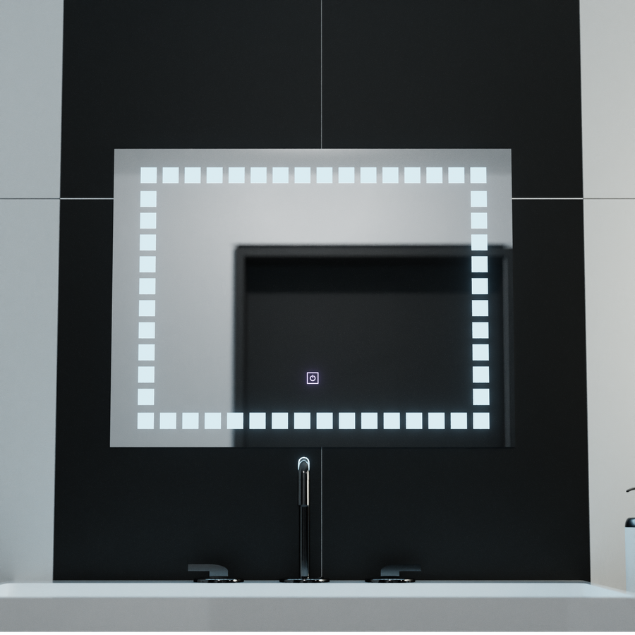 Négyszögletű LED-es tükör, 80x60cm, rácsfényű Basic Touch Mirrors Korman C alapbeállítás Alessandro Design