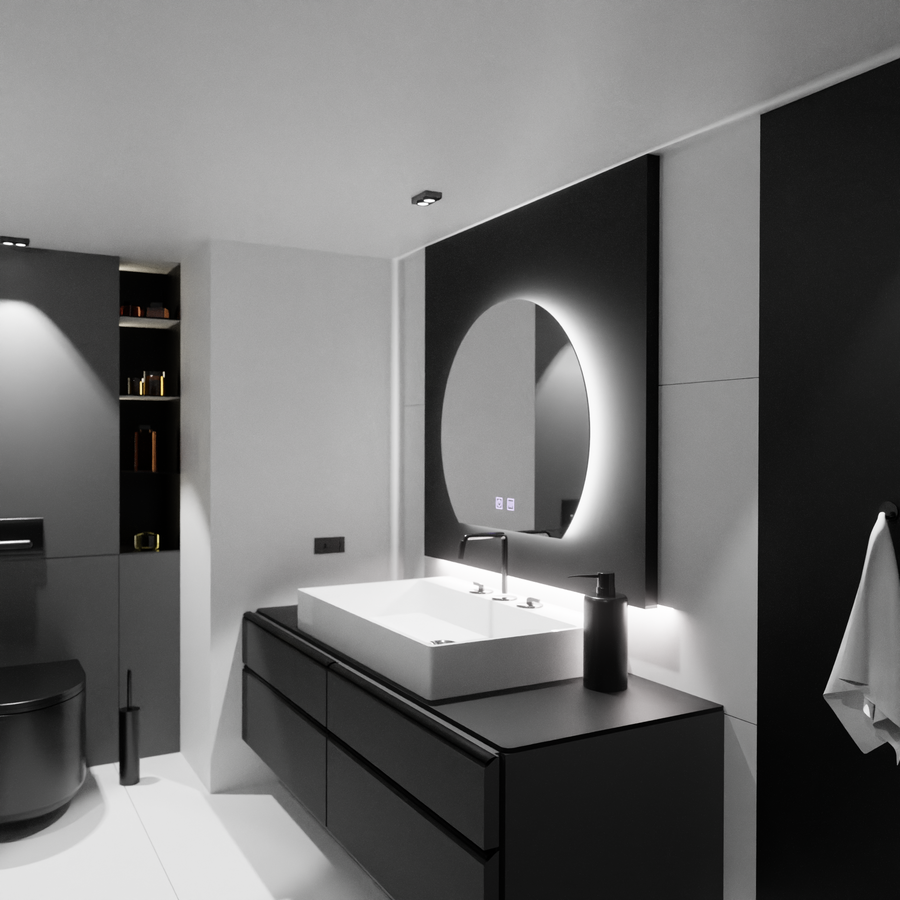 Félhold LED-es tükör, 60x54, Soluna Touch, Páramentesítő rendszer, Tompítható tükrök Korman E Alapértelmezett cím Alessandro Design