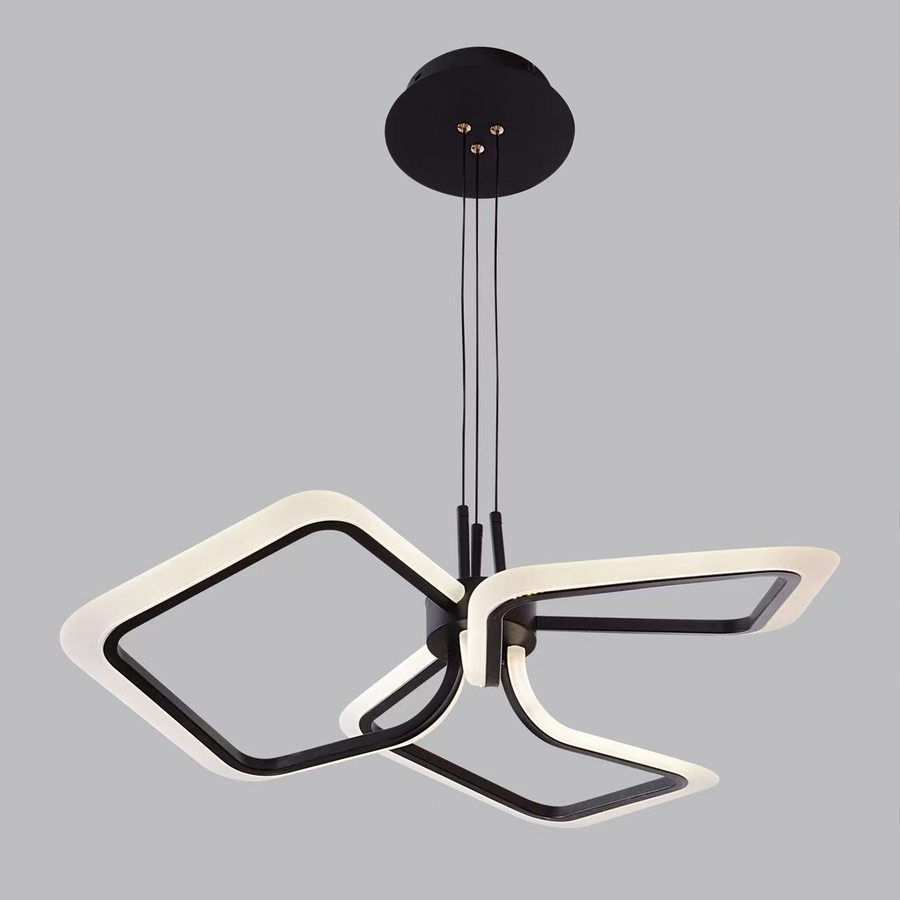 Lustra LED suspendata cu Telecomanda RIMINI 58W, 3 Patrate, lumina Rece/Calda/Neutra, Dimabila, Negru Lustre LED cu Telecomanda Default Title Alessandro Design