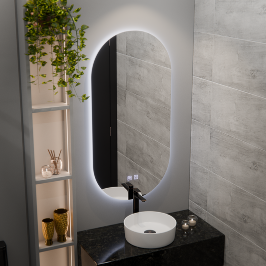 Ovális LED -tükör, 50x100cm, Velara Touch, Szabadságrendszer, Dimable