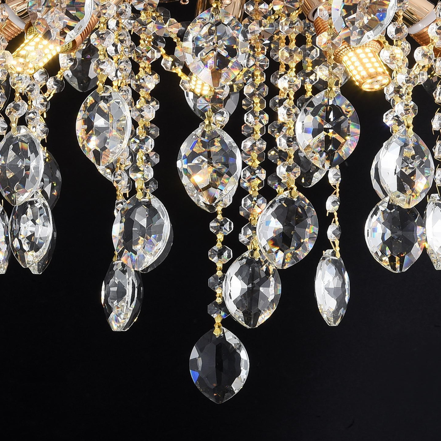 Candelabru Cristal PALERMO Eleganza 5xE14, Diametru 50cm, Auriu Candelabre Cristal Default Title Alessandro Design