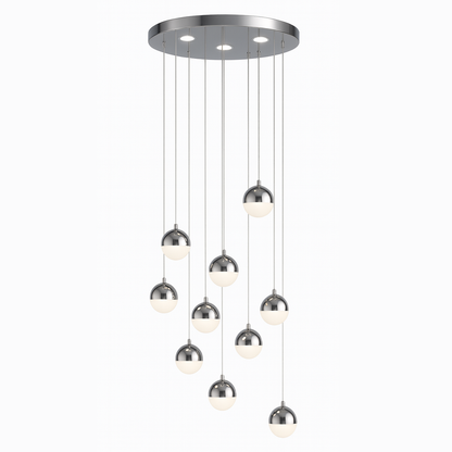 Függesztett LED-csillár távirányítóval JEREMIAS 132W, 10 elem, hideg/meleg/semleges fény, szabályozható, ezüst Modern csillárok Alapértelmezett cím Alessandro Design