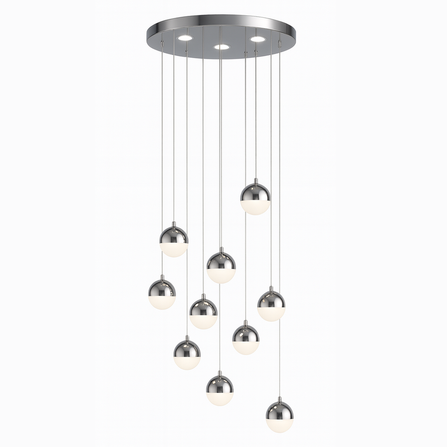 Függesztett LED-csillár távirányítóval JEREMIAS 132W, 10 elem, hideg/meleg/semleges fény, szabályozható, ezüst Modern csillárok Alapértelmezett cím Alessandro Design