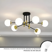 Kerek fehér gömbcsillár, PENTHOUSE Lounge, 6xE27, fekete/arany, fém Modern csillárok Alapértelmezett cím Alessandro Design