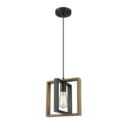 Lustra Vintage LV560/1BK, 1xE27, Rustic Barn, Lemn si Metal, Negru Lustre Vintage Default Title Alessandro Design