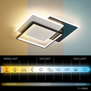 LED-es csillár távirányítóval CHIARA 98W, 3 négyzet, hideg/meleg/semleges fény, szabályozható, fekete LED-es csillárok távirányítóval Alapértelmezett cím Alessandro Design