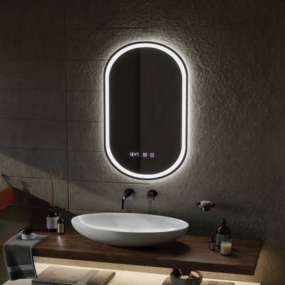 LED érintőtükör ONIRA páramentesítő rendszer, óra és hőmérséklet 50x80 cm Tükrök Korman S Alapértelmezett cím Alessandro Design