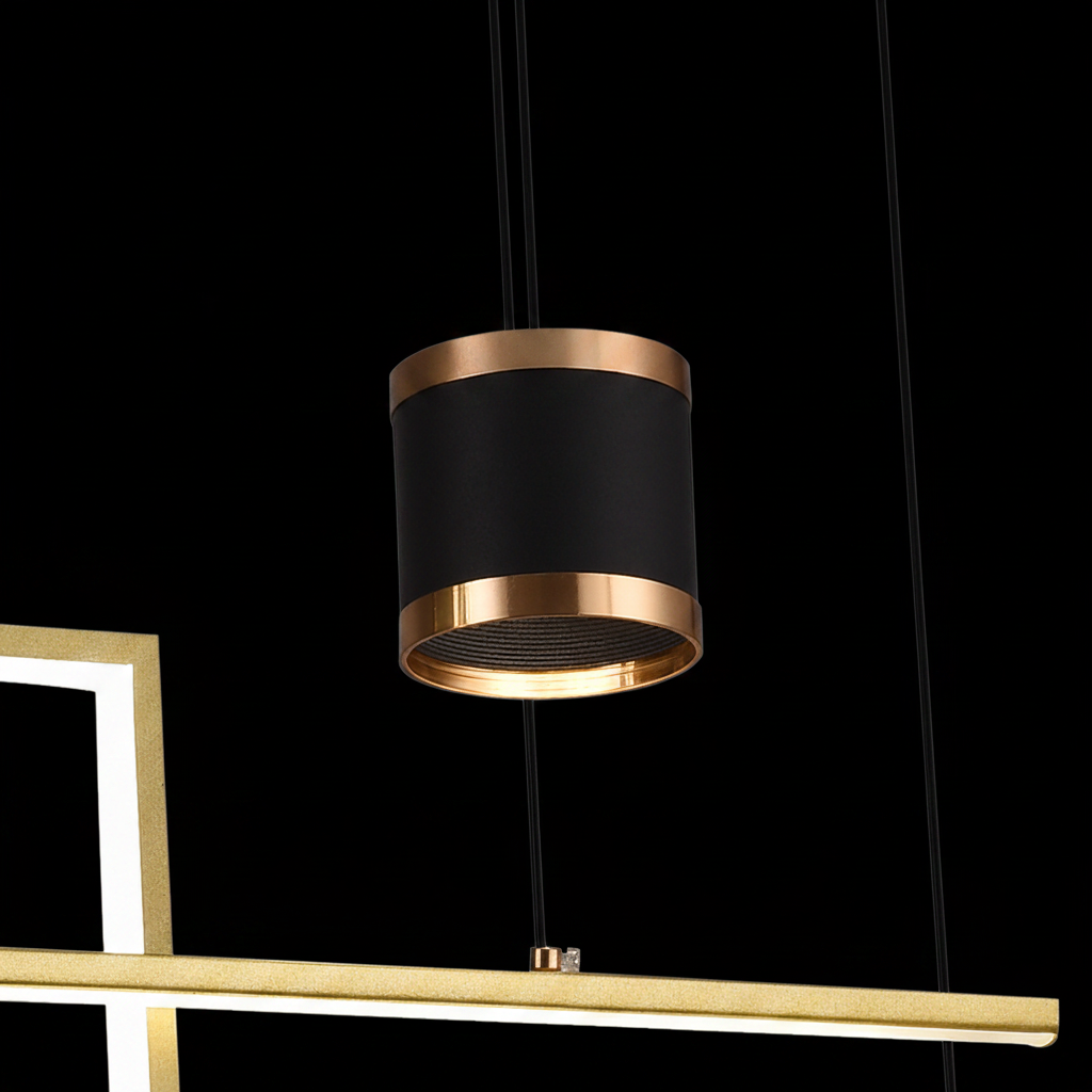 Függesztett LED-csillár távirányítóval DENISSE 81W, Hideg/Meleg/Semleges fény, Szabályozható, Arany, Állítható magasságú, 2233/4GD LED-es csillárok távirányítóval Alapértelmezett cím Alessandro Design