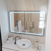 Négyszögletű LED tükör 100x65cm EDGE Touch páramentesítő rendszer, fekete keret