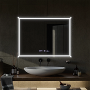 Téglalap alakú LED-es tükör, 80x60 cm, VillayTouch Marcello, Páramentesítő rendszer, Tompítható