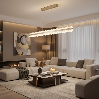 Lustra LED suspendata cu telecomanda NIVALIS 55W, Lungime 120cm, lumina Rece/Calda/Neutra, Dimabila,Inaltime Reglabila, Auriu Lustre LED cu Telecomanda Default Title Alessandro Design