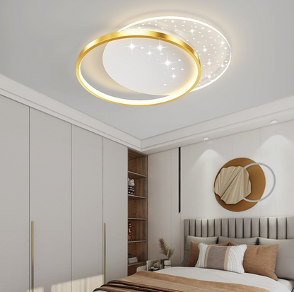 Lustra LED cu telecomanda LUNARO 38W, 2 Cercuri, lumina Rece/Calda/Neutra, Dimabila, Auriu Alb Lustre LED cu Telecomanda Default Title Alessandro Design