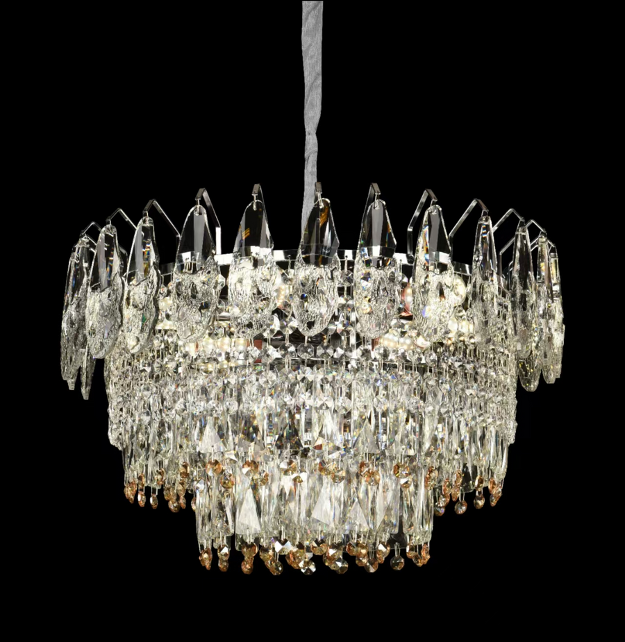 Candelabru Cristal MAJESTIC Eleganza, 9x E14, Diametru 50cm, Crom Lucios, Inaltime Reglabil Candelabre Cristal Default Title Alessandro Design