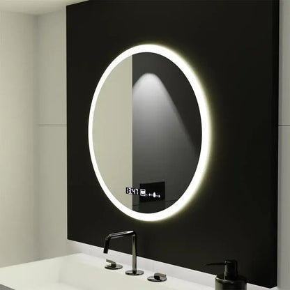 LED kerek tükör 50 cm Giulia érzékelő MotionGlow Marcello páramentesítő rendszer óra és hőmérő Dimabila tükrök Marcello alapértelmezett cím Alessandro Design
