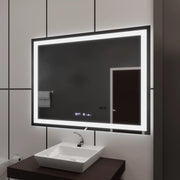 Négyszögletű LED-es tükör 120x80cm Vérité MotionGlow Marcello, páramentesítő rendszer, óra és hőmérő, szabályozható tükrök Marcello alapértelmezett cím Alessandro Design