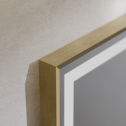 Négyszögletű LED-es tükör, 60x80 cm, Verite Royale Gold MotionGlow Marcello, páramentesítő rendszer, óra és hőmérő, szabályozható tükrök Marcello alapértelmezett cím Alessandro Design