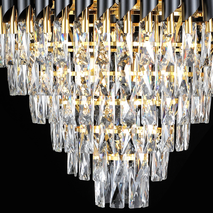 Kristálycsillár CC900/800X1200, 23xE14, átmérő 80 cm, magasság 120 cm, fényes arany és fekete, állítható magasságú, elegáns design kristálycsillárok, alapértelmezett cím Alessandro Design