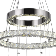 Lustra LED suspendata cu telecomanda si cristal 36W, 2 Cercuri, lumina Rece/Calda/Neutra, Dimabila, Crom Lucios, Inaltime Reglabila Lustre LED cu Telecomanda Default Title Alessandro Design