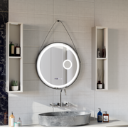 LED-es kerek tükör, 11 W, 60 cm, Micah Marcello MotionGlow érzékelő, páramentesítő rendszer, óra és hőmérő, kozmetikai nagyító, szabályozható Marcello tükrök alapértelmezett cím Alessandro Design