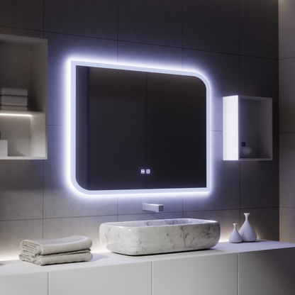 CLARIVO LED tükör téglalap alakú, 80x60 cm, érintés, páramentesítő rendszer tükrök Korman E alapértelmezett cím Alessandro Design