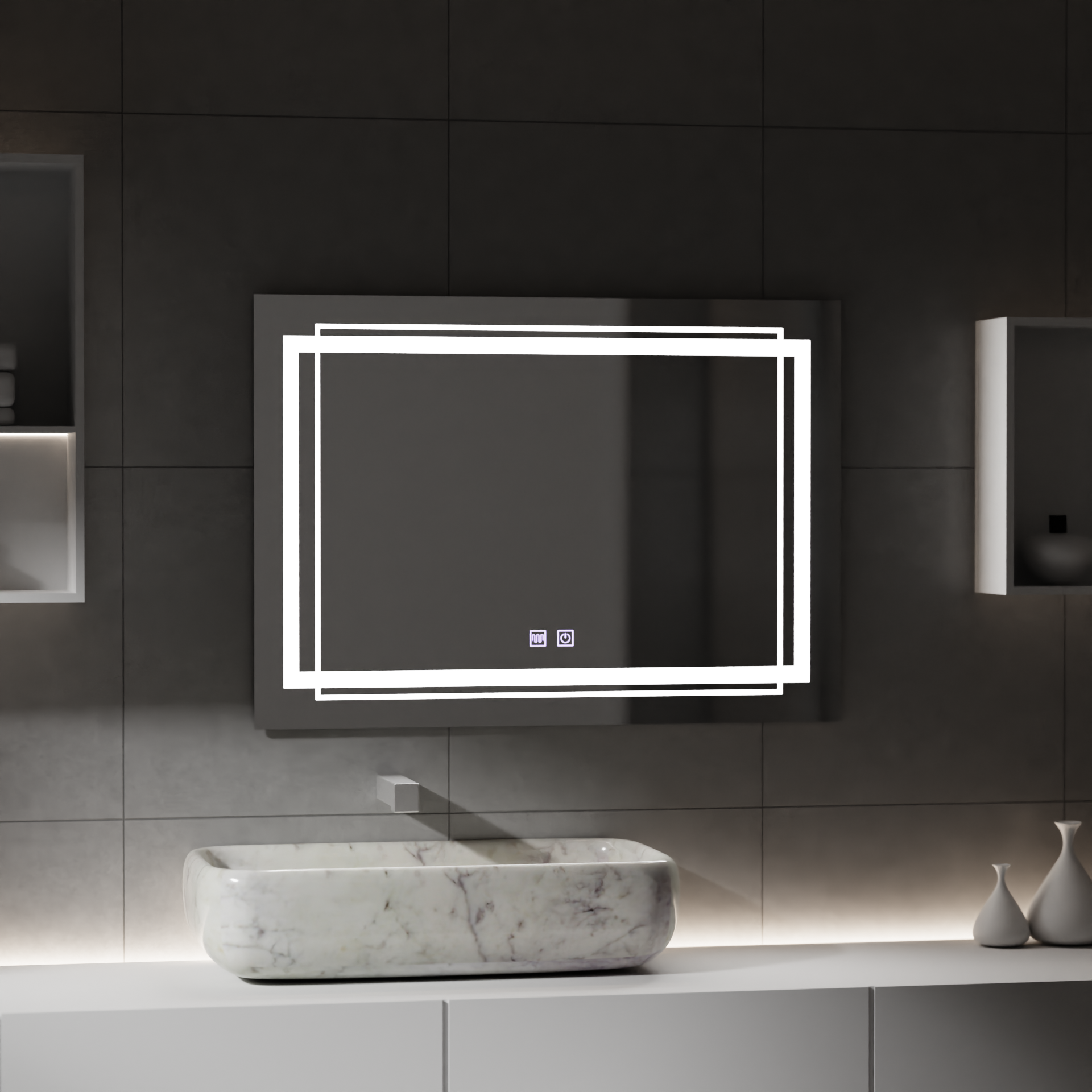 Oglinda LED Rectangulara, 80x60cm, KOVEN Touch, Sistem Dezaburire,Dimabila Oglinzi Korman E Default Title Alessandro Design