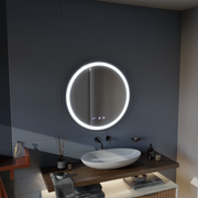LED érintőtükör NOVARA páramentesítő rendszer, óra és hőmérséklet 50 cm fekete keret szálcsiszolt tükrök Korman S alapértelmezett cím Alessandro Design