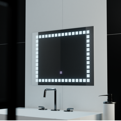 Négyszögletű LED-es tükör, 80x60cm, rácsfényű Basic Touch Mirrors Korman C alapbeállítás Alessandro Design