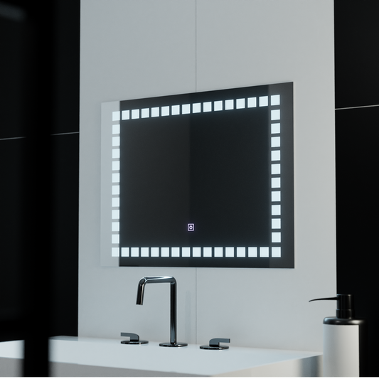 Négyszögletű LED-es tükör, 80x60cm, rácsfényű Basic Touch Mirrors Korman C alapbeállítás Alessandro Design