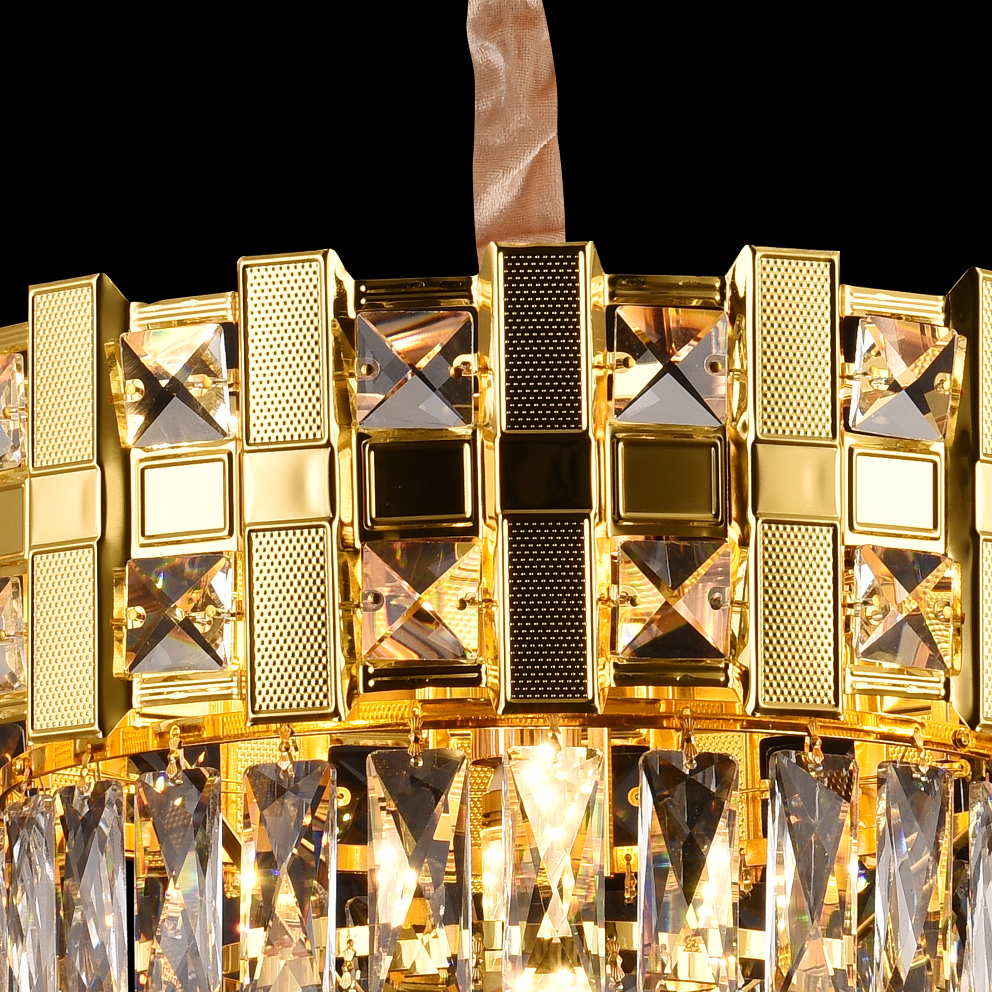 Candelabru Cristal BRAN Nobile 5xE14, Diametru 40cm, Auriu Lucios, Inaltime Reglabila Candelabre Cristal Default Title Alessandro Design