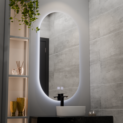Ovális LED -tükör, 50x100cm, Velara Touch, Szabadságrendszer, Dimable