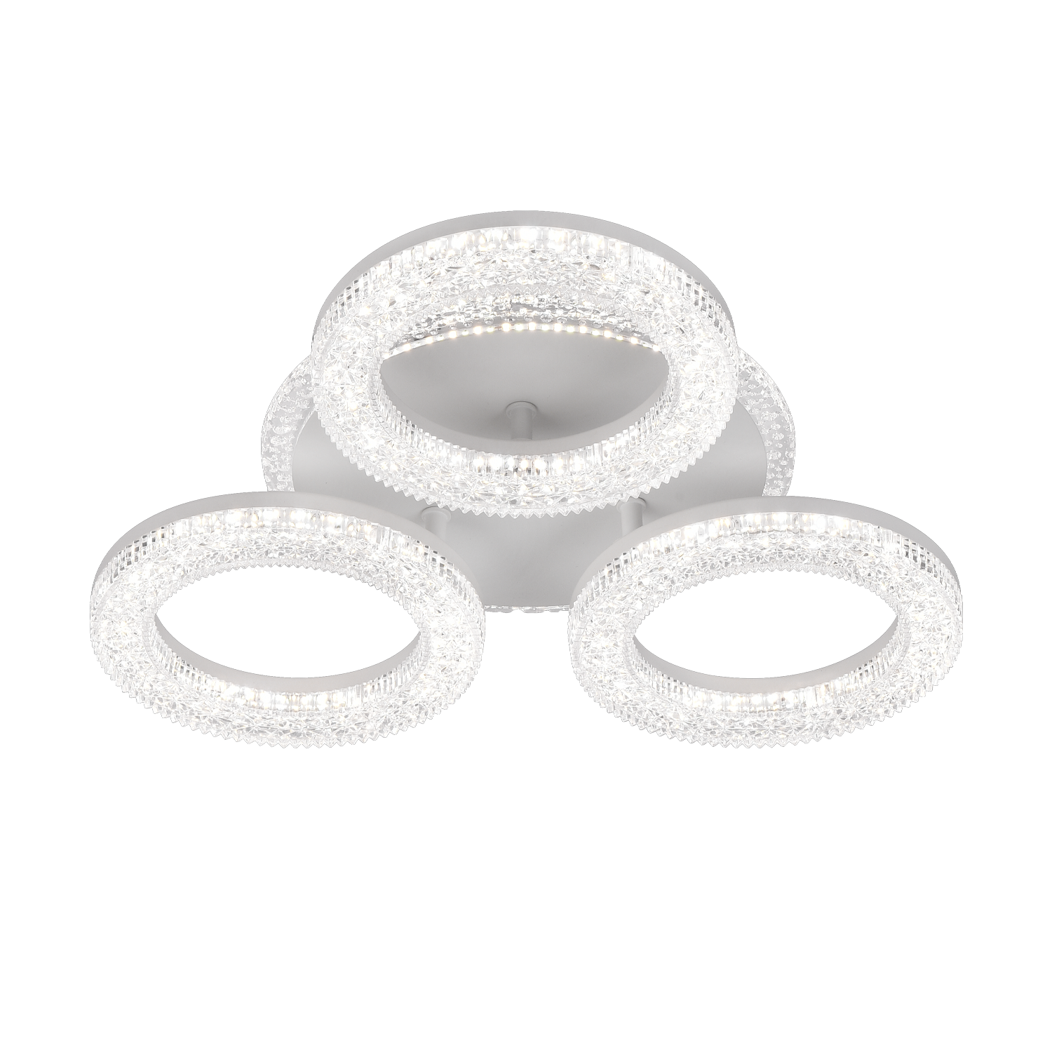 FREJA LED csillár távirányítóval, 50W, 3000K/4000K/6000K, szabályozható, fehér, kristályok, 3 kör LED-es csillárok távirányítóval Alapértelmezett cím Alessandro Design