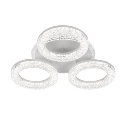 FREJA LED csillár távirányítóval, 50W, 3000K/4000K/6000K, szabályozható, fehér, kristályok, 3 kör LED-es csillárok távirányítóval Alapértelmezett cím Alessandro Design