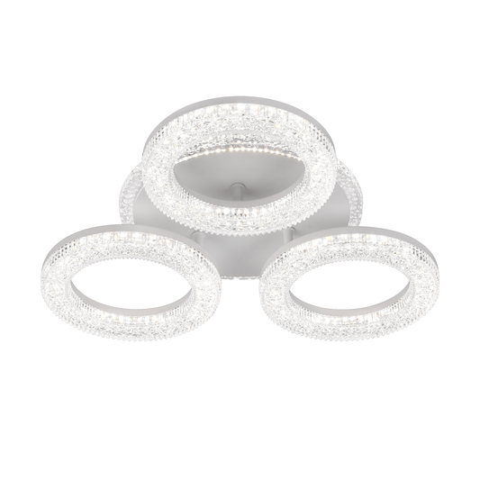 FREJA LED csillár távirányítóval, 50W, 3000K/4000K/6000K, szabályozható, fehér, kristályok, 3 kör LED-es csillárok távirányítóval Alapértelmezett cím Alessandro Design