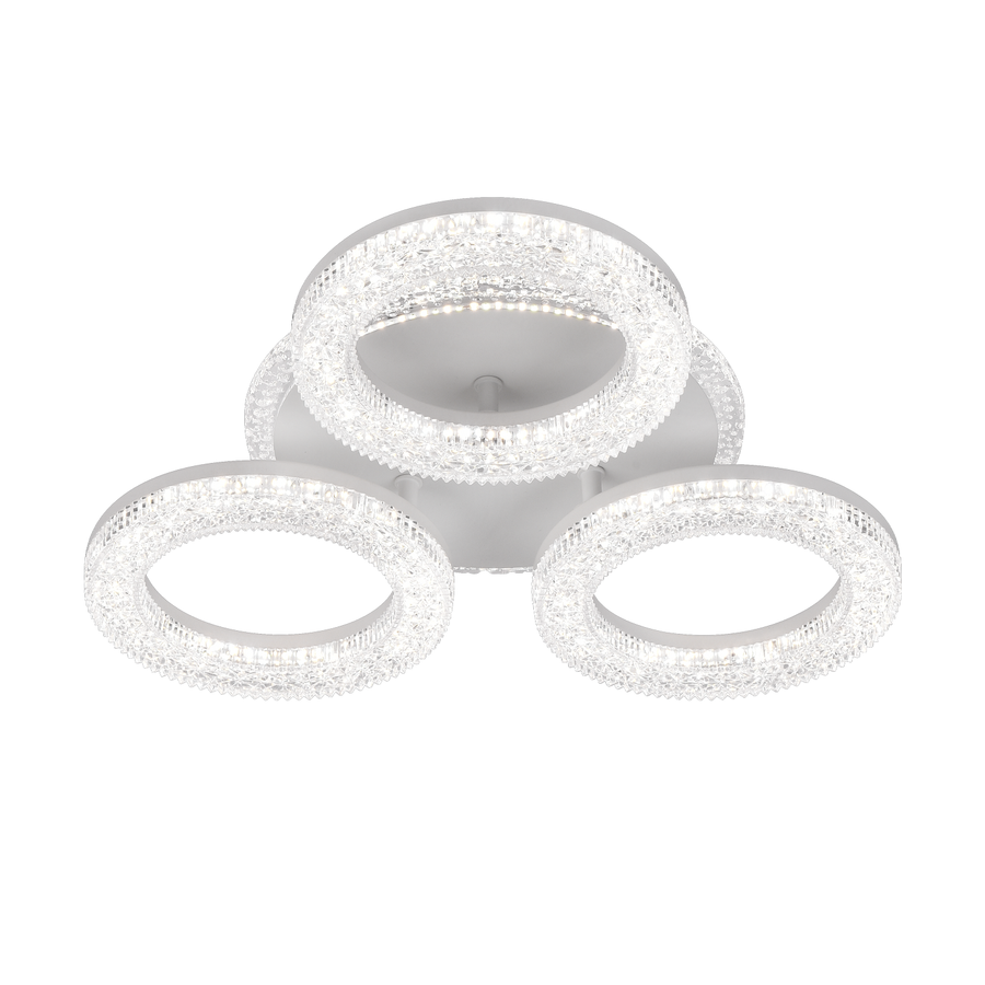 FREJA LED csillár távirányítóval, 50W, 3000K/4000K/6000K, szabályozható, fehér, kristályok, 3 kör LED-es csillárok távirányítóval Alapértelmezett cím Alessandro Design