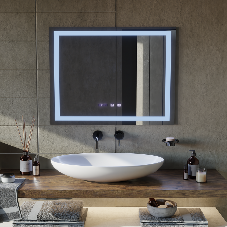 LED Touch MODENA tükör páramentesítő rendszer, óra és hőmérséklet 80x60 cm Tükrök Korman S Alapértelmezett cím Alessandro Design