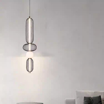 Függesztett LED csillár LM551/4BK, 24W, 3000/4000/6000K fény, fekete, állítható magasságú
