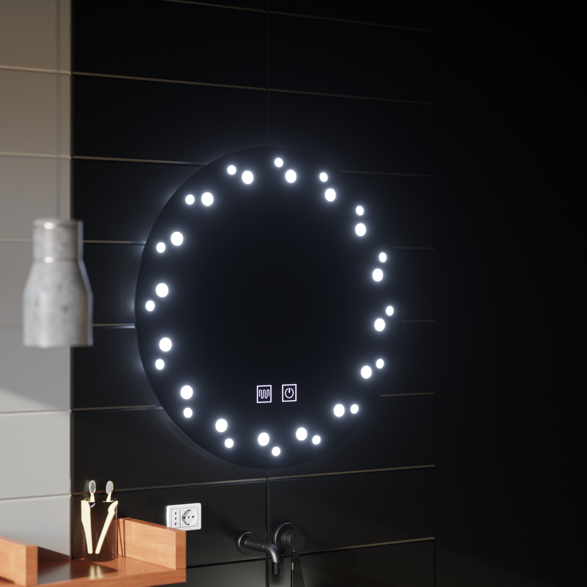 Mirror LED Touch Ivory Demist System 50X50cm Tükrök Korman E Alapértelmezett cím Alessandro Design