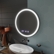 Mirror LED Touch NOVARA páramentesítő rendszer, óra és hőmérséklet 80 cm-es keret fekete csiszolt tükrök Korman S alapértelmezett cím Alessandro Design