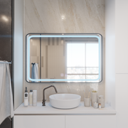 Négyszögletű LED tükör 100x65cm EDGE Touch páramentesítő rendszer, fekete keretű tükrök Korman E Alapértelmezett cím Alessandro Design