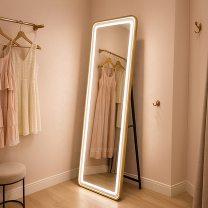 Oglinda LED Rectangulara, Rama Aurie, 50x160cm, Dimabila, Lumina Rece/Calda/Neutra, Dressing Couture Oglinzi Dressing Default Title Alessandro Design
