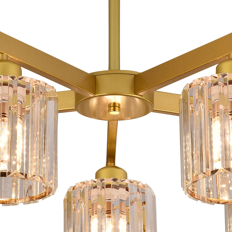 Lustra Clasica Moderna LC110/5GD cu Cristal, 5xE27, Auriu, Metal si Cristal Lustre Clasice Default Title Alessandro Design