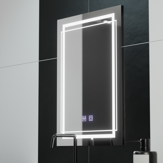 Négyszögletű LED-es tükör, 60x80cm, KOVEN Touch, páramentesítő rendszer, szabályozható tükrök Korman E alapértelmezett cím Alessandro Design