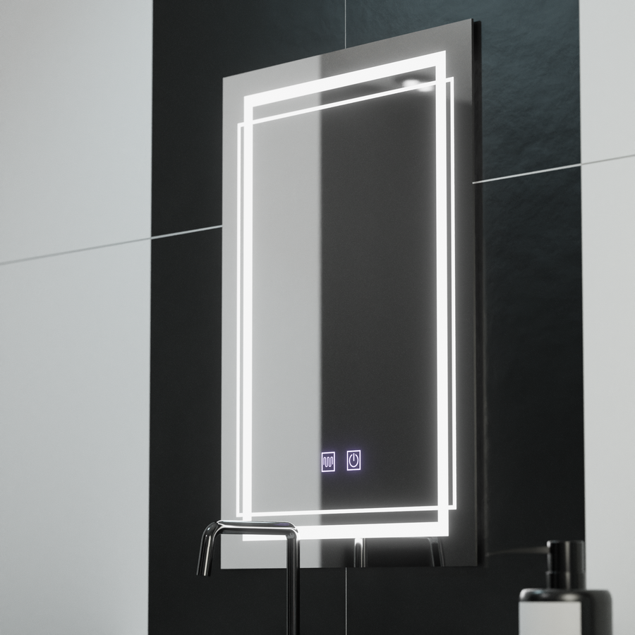 Négyszögletű LED-es tükör, 60x80cm, KOVEN Touch, páramentesítő rendszer, szabályozható tükrök Korman E alapértelmezett cím Alessandro Design
