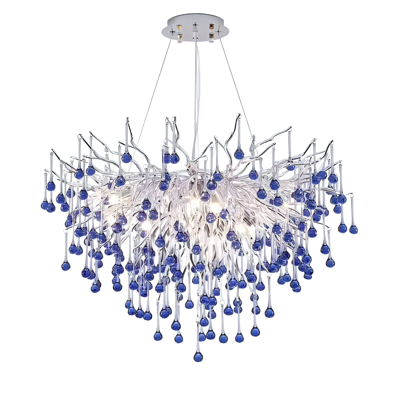 Candelabru Cristal CC335/400CH, 4x G9, Crom si Cristale Albastre, 40cm, Inaltime Reglabila Candelabre Cristal Default Title Alessandro Design