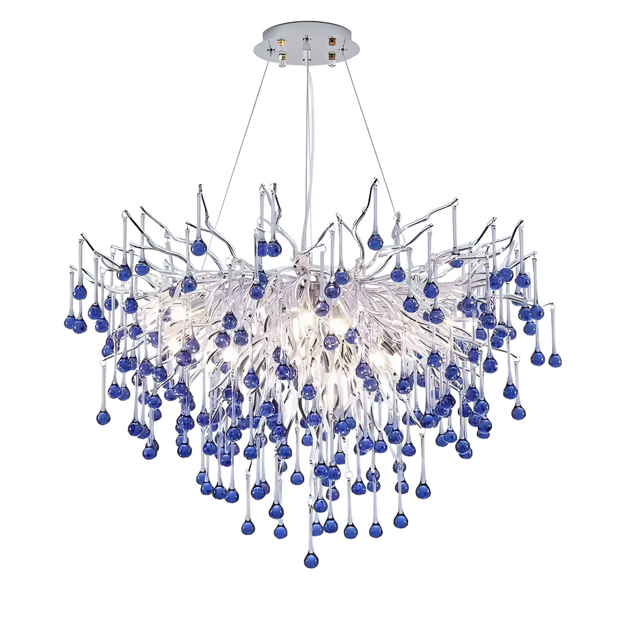 Candelabru Cristal CC335/400CH, 4x G9, Crom si Cristale Albastre, 40cm, Inaltime Reglabila Candelabre Cristal Default Title Alessandro Design
